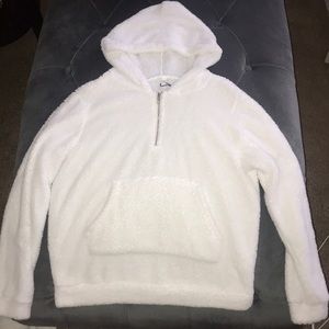 white sherpa hoodie